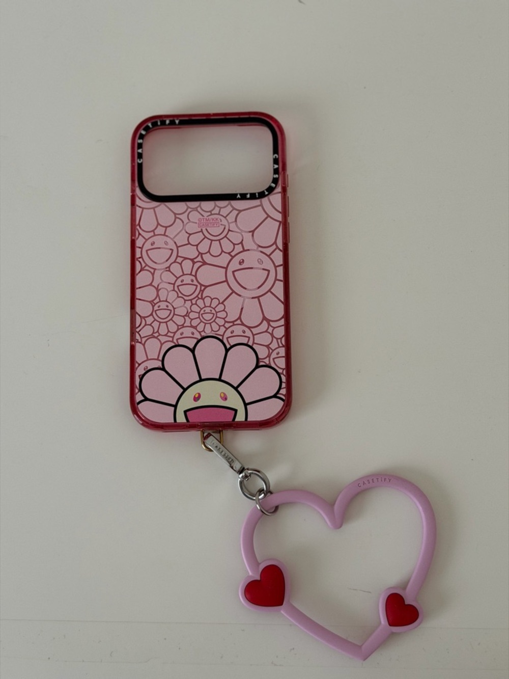 Pink Phone CASETiFY iPhone 17 pro max Case with Heart Wrist Strap included